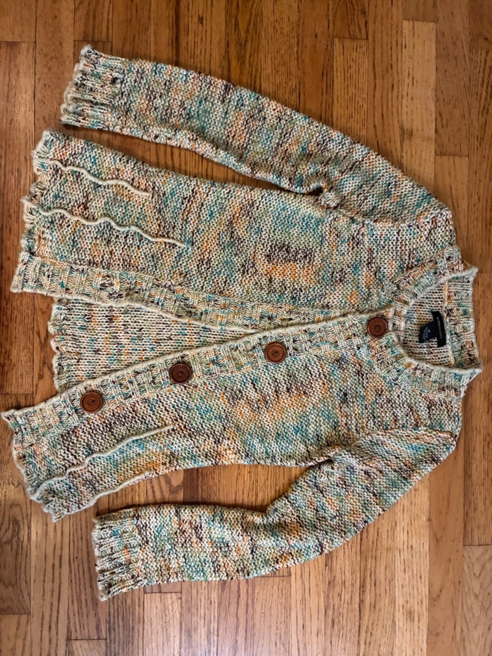 BCBGMaxAzria Multicolor Knit Button Cardigan in Blue, Cream, Tan